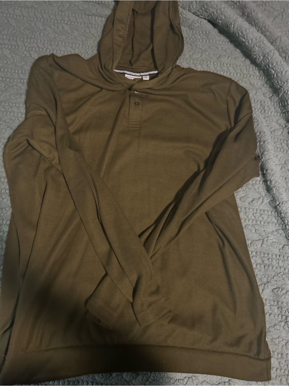 Men's Olive Hooded Long-Sleeve Pullover
